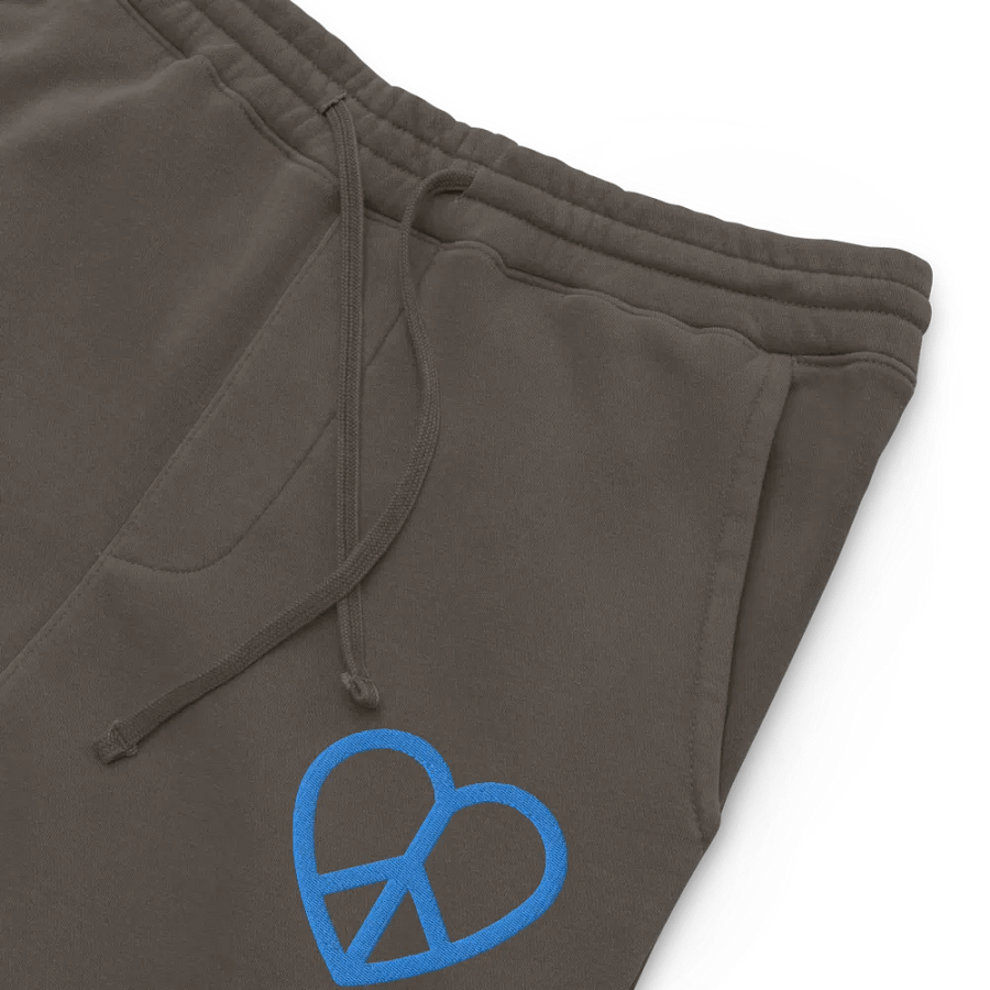 Embroidered Peace-Heart Sweatpants with Pockets (Blue Heart) product image (7)