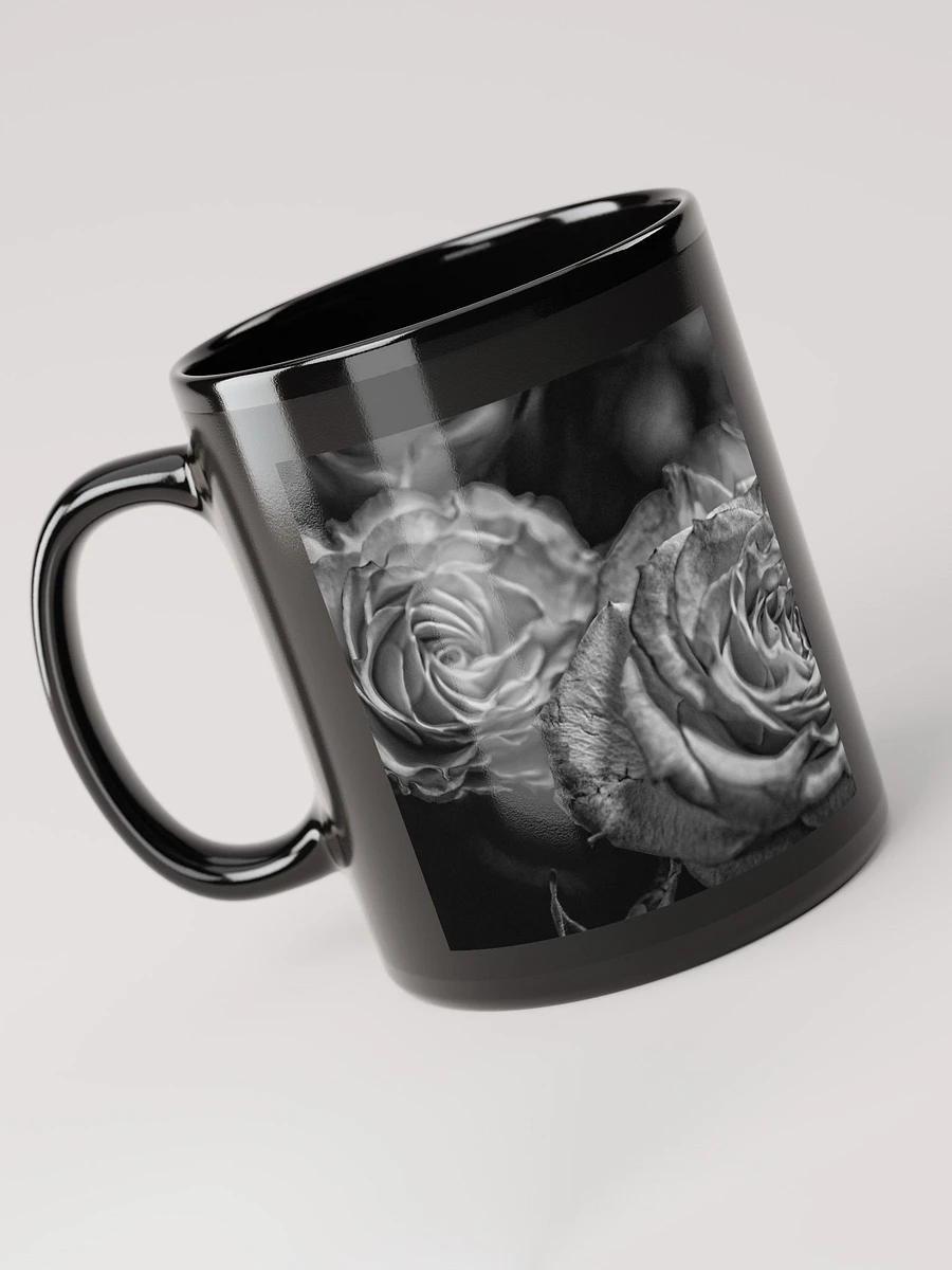 Black and White Tea Roses Black Coffee Mug product image (5)