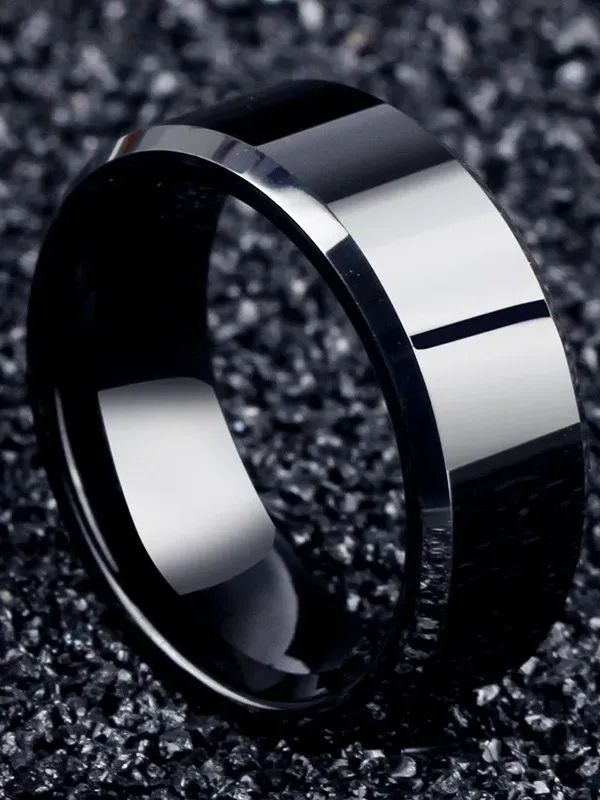 Men Black Stainless Steel Filled Ring Wedding Lover Couple Rings For Women GIFT product image (6)