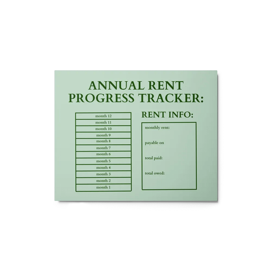 HIGHFALUTIN ANNUAL RENT TRACKER (forest design 2) product image (1)