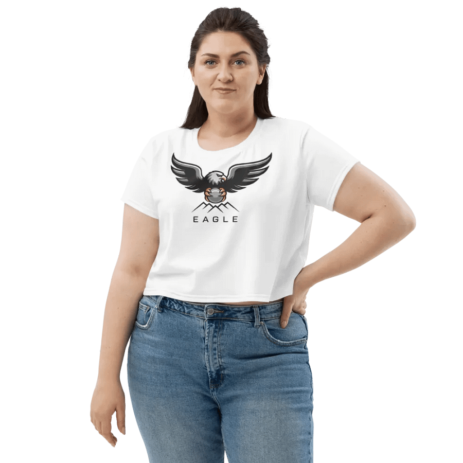Eagle Women's Crop Tee - Bold Eagle Graphic on White product image (6)