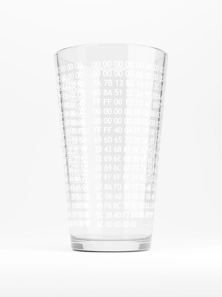 Bitcoin Genesis Block Hex Beer Glass product image (1)