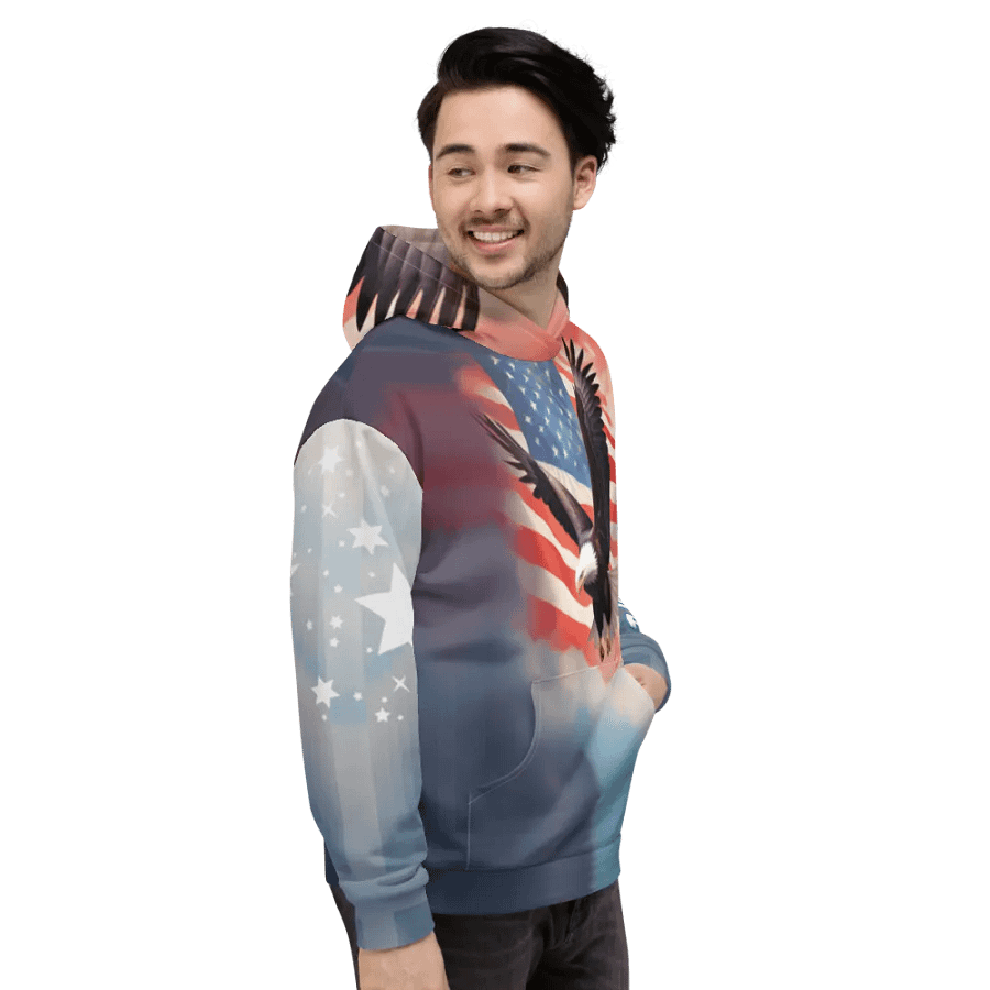 Flying Bald Eagel/All-Over Print Recycled Unisex Hoodie by Sublicolor product image (7)