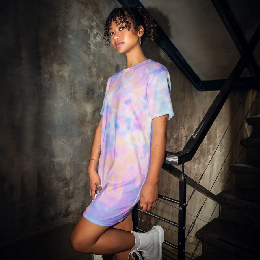 Rainbow Tie Dye Pattern T-shirt Dress product image (3)