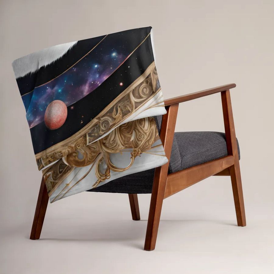 WHITE Cosmic Cat Luxury Throw Blanket product image (4)