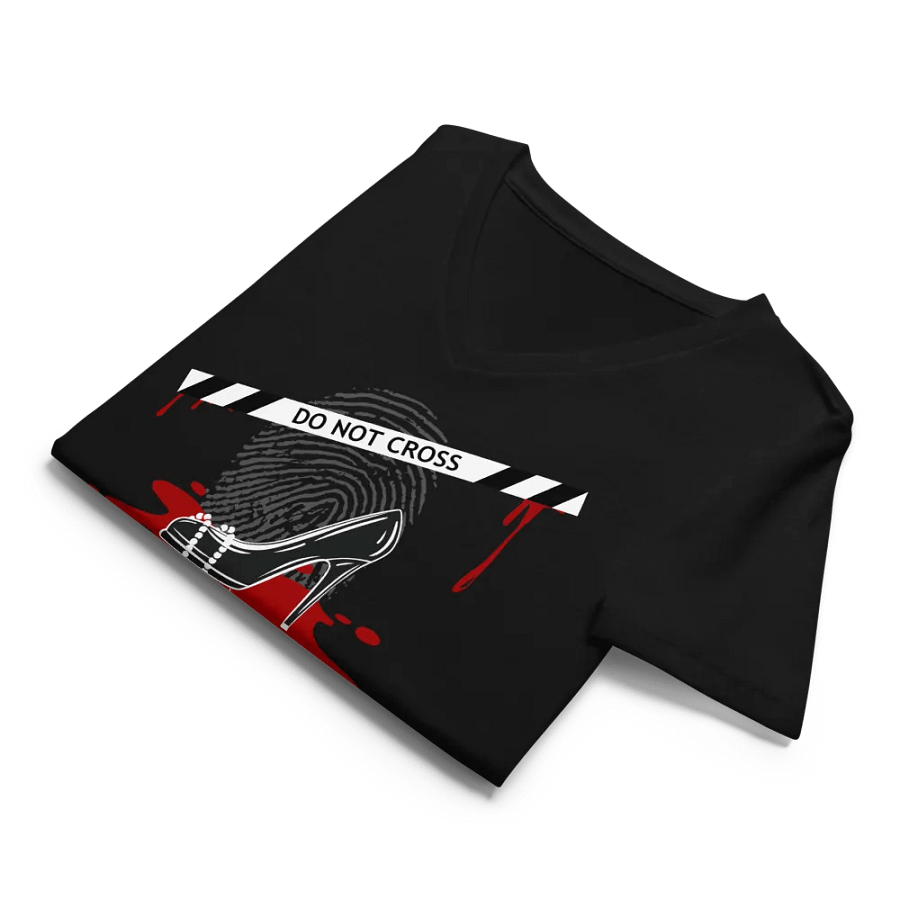 CrimeClothes Heels & Pearls Do Not Cross Relaxed V-Neck T-Shirt product image (58)