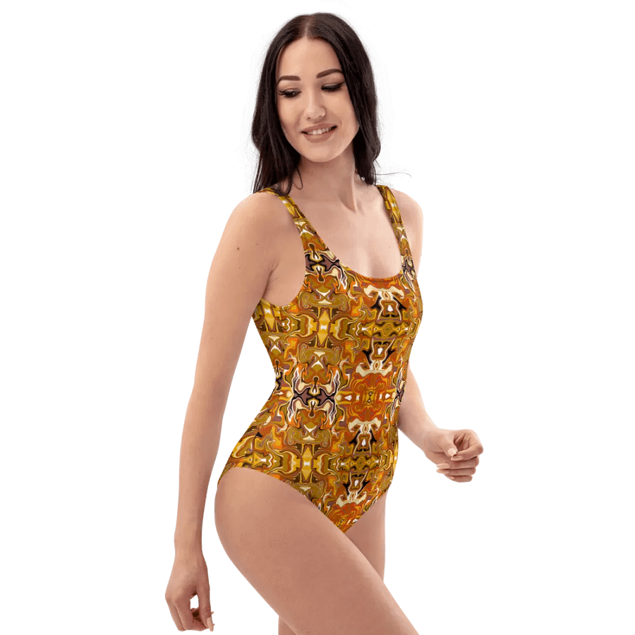 Symmetrical Splendor Brown African Inspired Design Swimsuit product image (9)