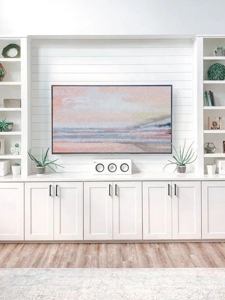 Samsung Frame TV Art Pink Pastel Abstract Landscape Oil Painting Screensaver Digital TV Background product image (1)