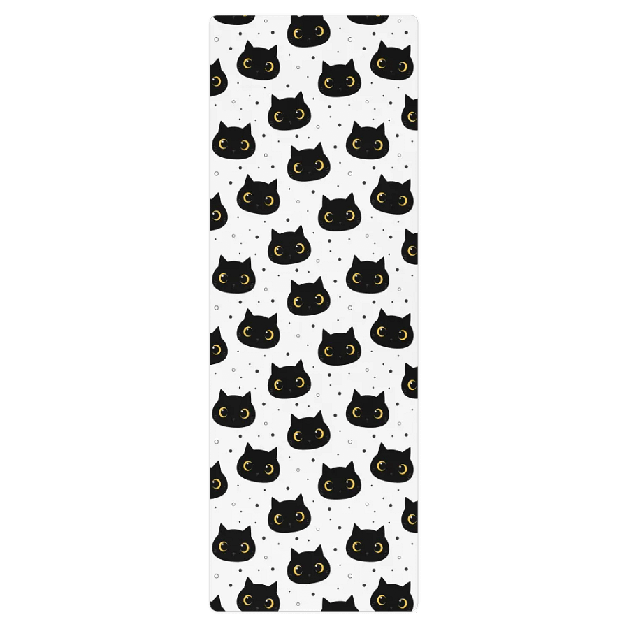 Cute Black Cat Face Yoga Mat product image (1)