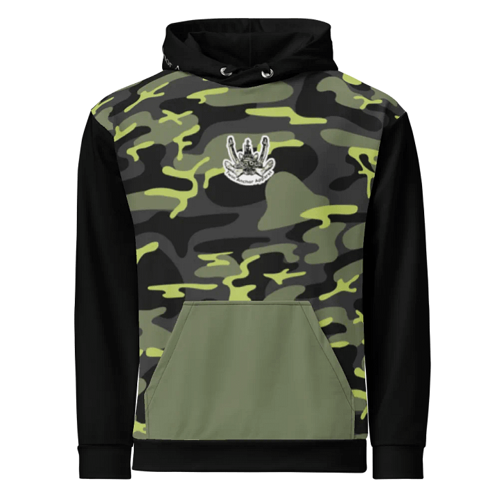 black & Green Camouflage Three blade prop triangle Athena tug Hoodie product image (2)