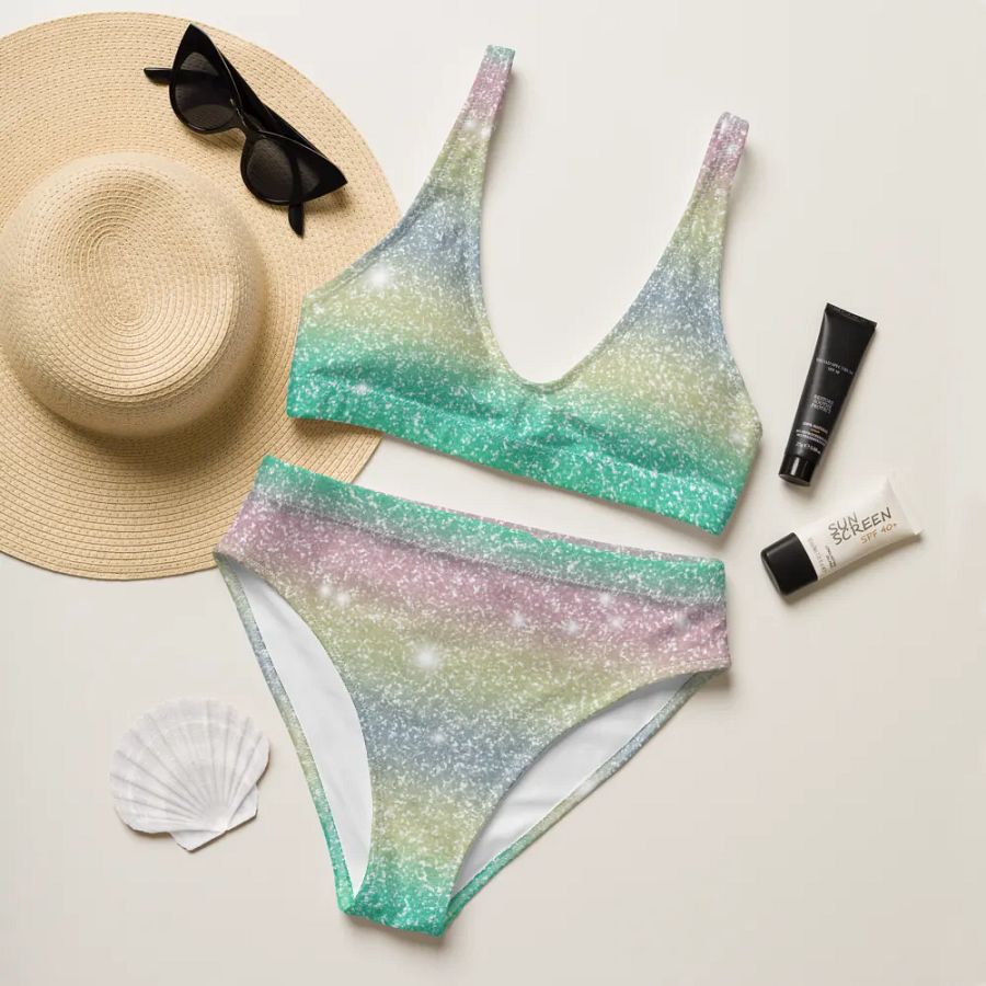 Glitter Unicorn Texture Design High Waisted Bikini (1) product image (11)
