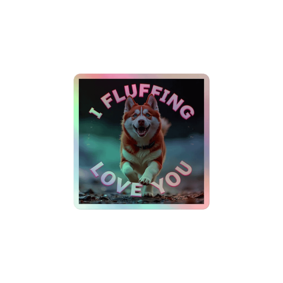 I Fluffing Love You Husky Holographic Sticker product image (1)