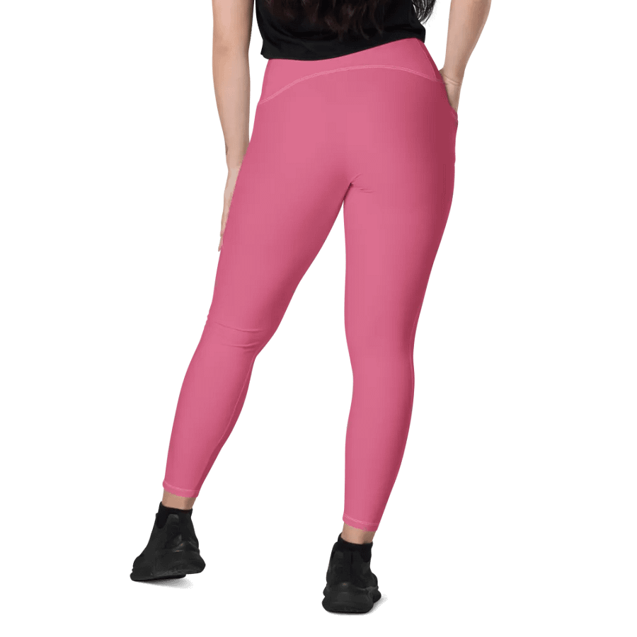 Plain Rosy Blush Pink Soft Summer Women's High Waisted Premium Crossover Leggings with Pockets by Treasure Pie product image (9)