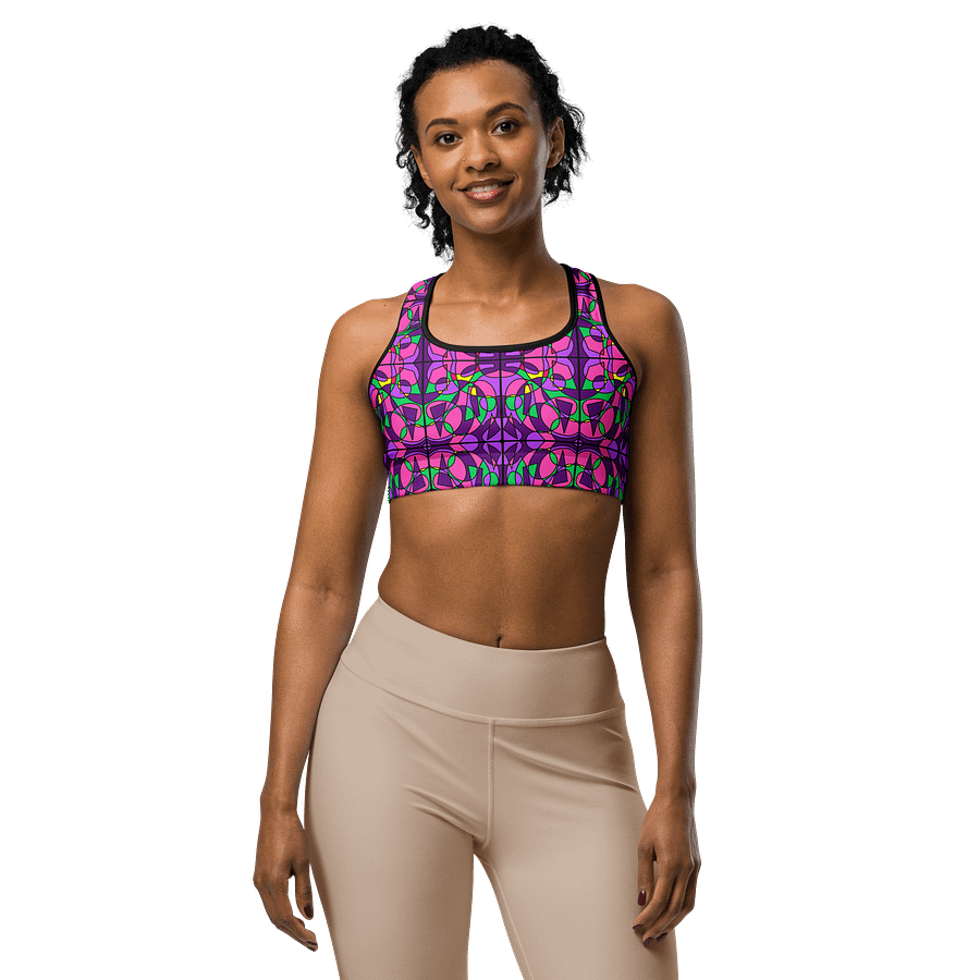 Pink Stained Glass – Colorful Pink Pattern Basic Sports Bra product image (5)