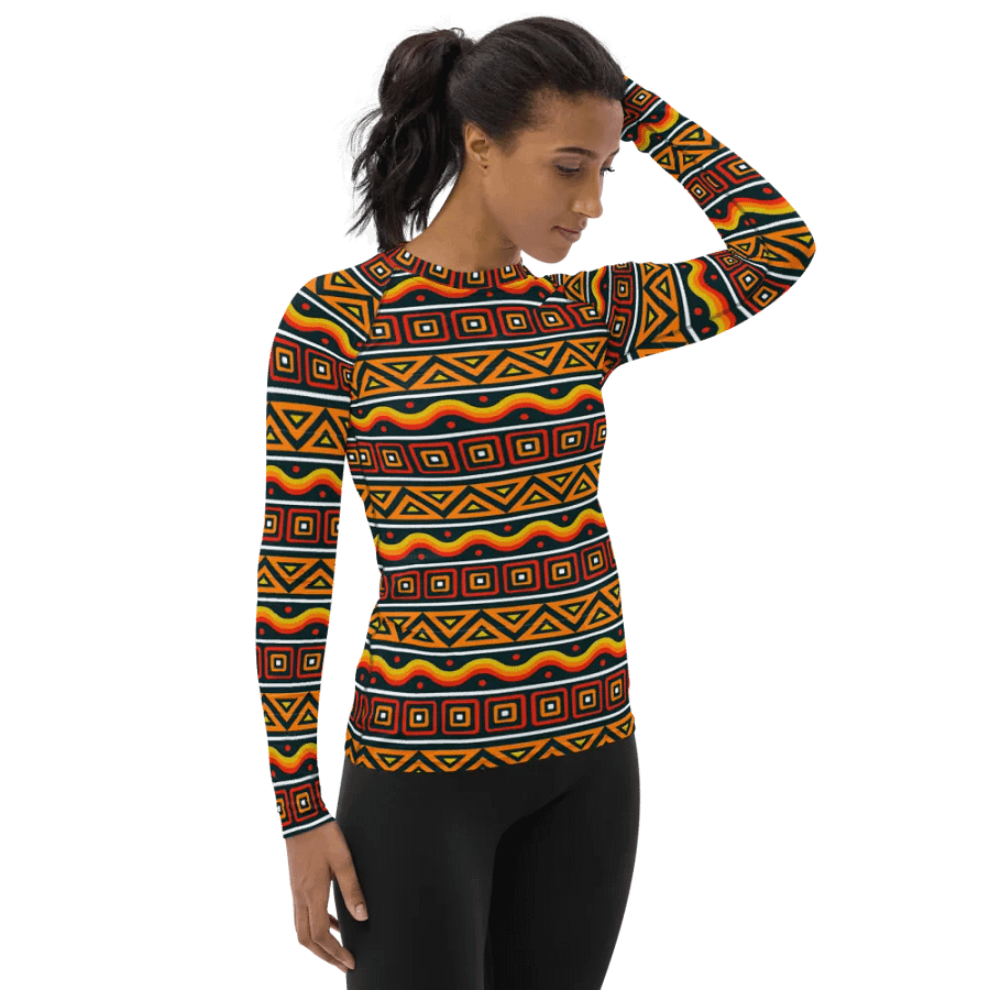 Elegant Essence: Flat African Pattern All-Over Print Women's Rash Guard product image (5)