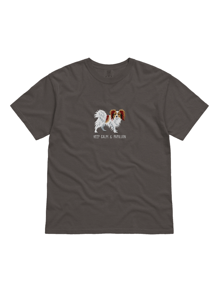 Keep Calm & Papillon T-Shirt(Embroidered) of a Papillon(Sable & White) product image (1)