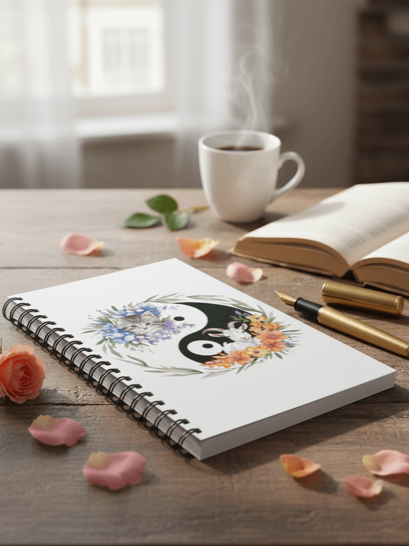 Yin-Yang Floral Harmony Spiral Notebook product image (1)