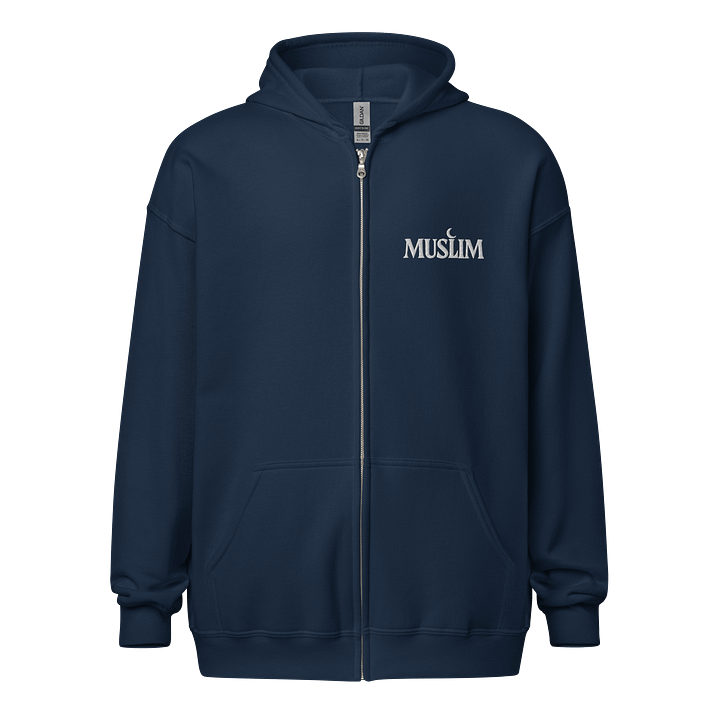 MUSLIM Signature Navy Zip Hoodie - UNISEX Embroidery product image (2)