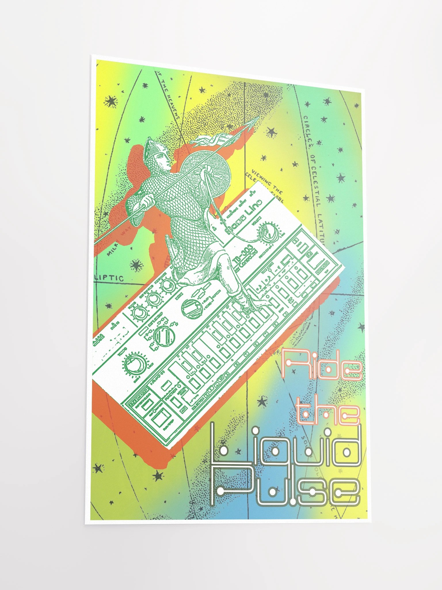 Ride the Liquid Pulse, TB303 tribute, by Frank Fonik, Techno EDM Matte Paper Poster product image (1)
