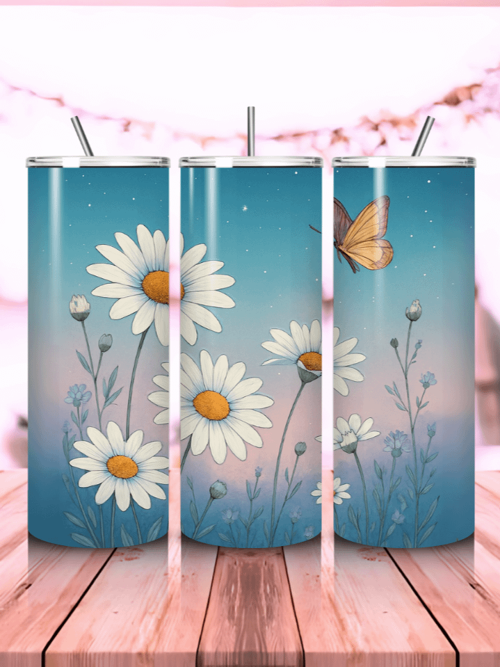 Daisy Floral Tumbler Wrap PNG – 20oz Skinny Sublimation Design with Fresh Spring Daisies & Bright Seasonal Colors – Perfect Gift for Spring Lovers – 300 DPI Instant Digital Download product image (1)