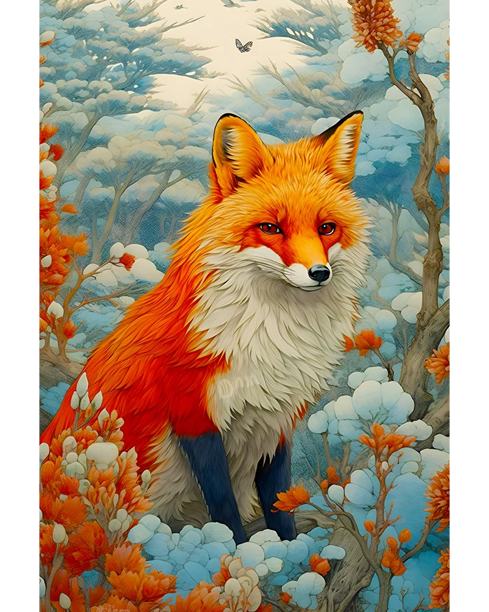 Red Fox in a Whimsical Floral Wonderland Magic Forest Matte Poster product image (1)