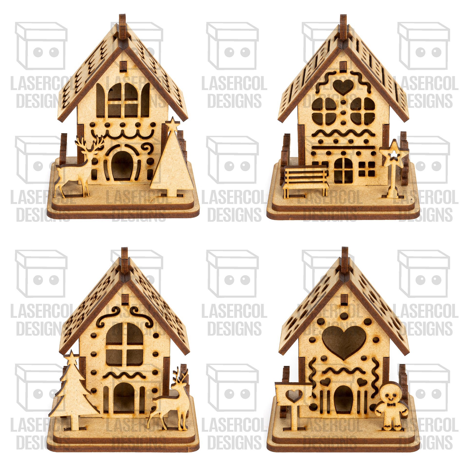 Christmas Houses Ornaments (8 Styles) - Laser Cut Files product image (6)