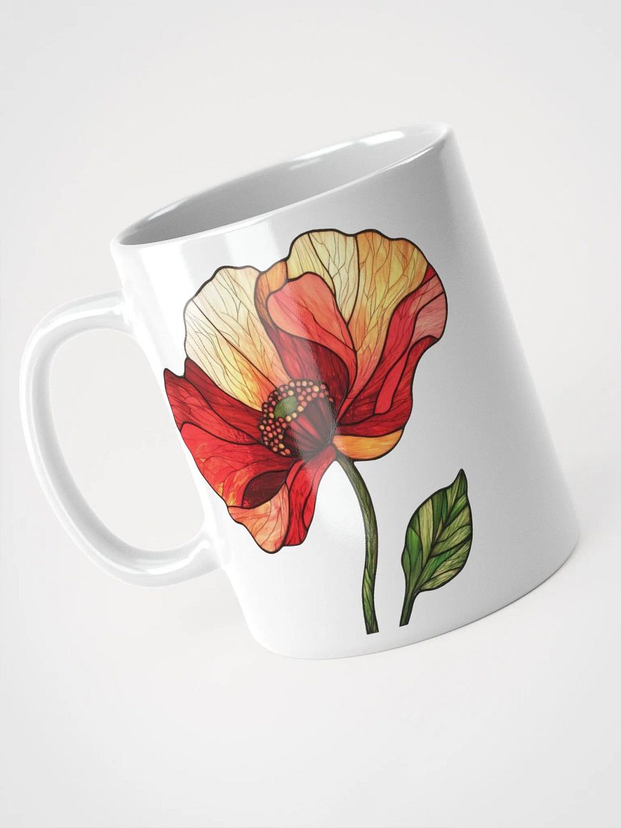 Stained Glass Poppy Flower White Glossy Mug product image (9)