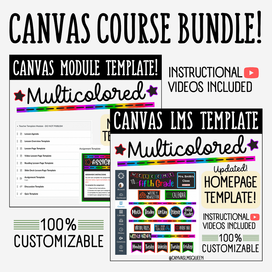 Canvas LMS Template - COURSE BUNDLE - Multicolored - 100% Customizable product image (1)