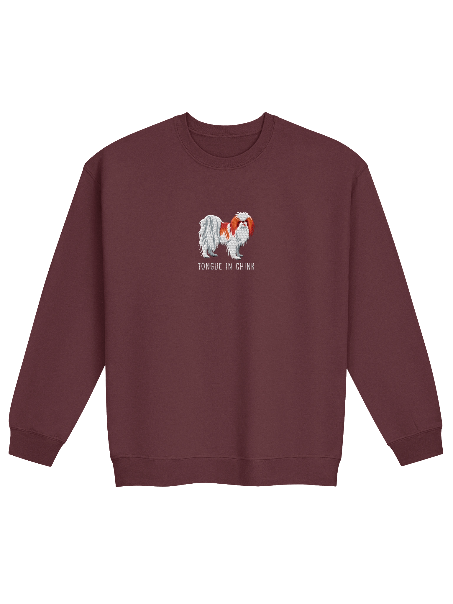 Tongue in Chink Sweatshirt (Embroidered) of a Japanese Chin(Red & White) product image (5)