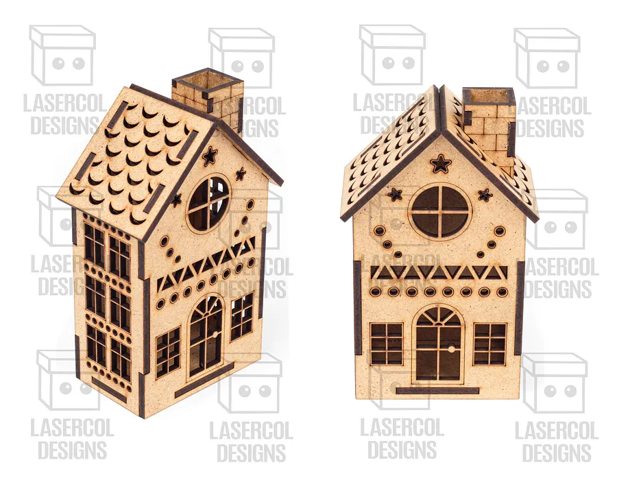 Christmas Houses Set 1 (5 Styles) - Laser Cut Files product image (2)