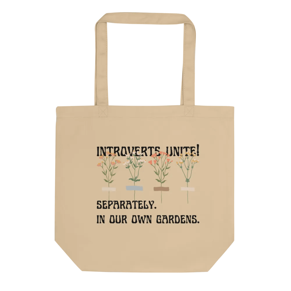 Hand-drawn sarcastic gardening introvert eco-friendly canvas tote bag - 