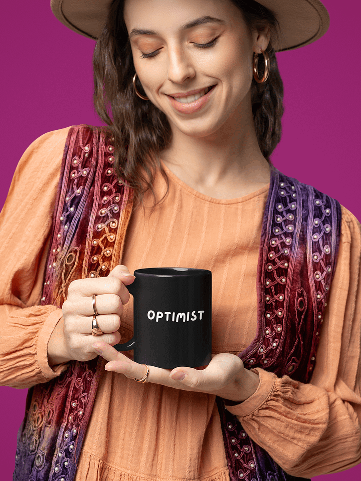 “OPTIMIST” My Vibe Black Ceramic Mug product image (1)