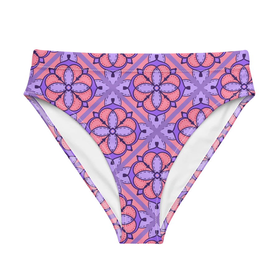 Peach and Lilac Symmetry Pattern High Waisted Bikini Bottom product image (6)