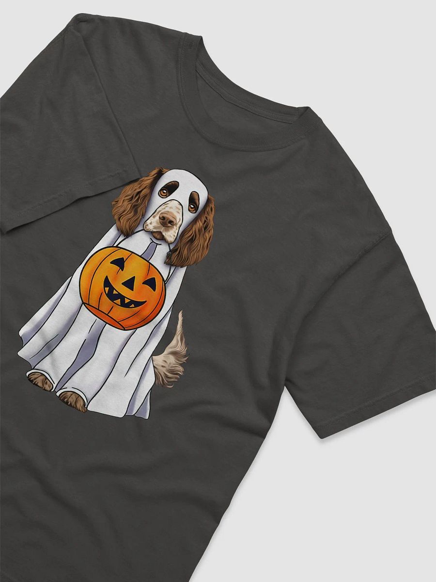 Springer Spaniel Halloween Tee | Funny Fall & Halloween Spaniel Wearing Ghost Costume w/ Pumpkin Basket product image (8)