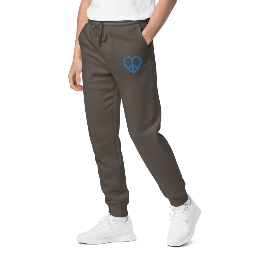 Embroidered Peace-Heart Sweatpants with Pockets (Blue Heart) product image (10)