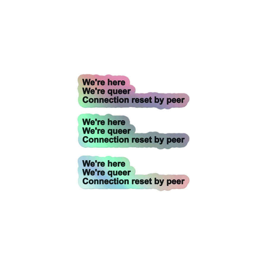 We're Here, We're Queer, Connection Reset By Peer (holo sticker) product image (1)