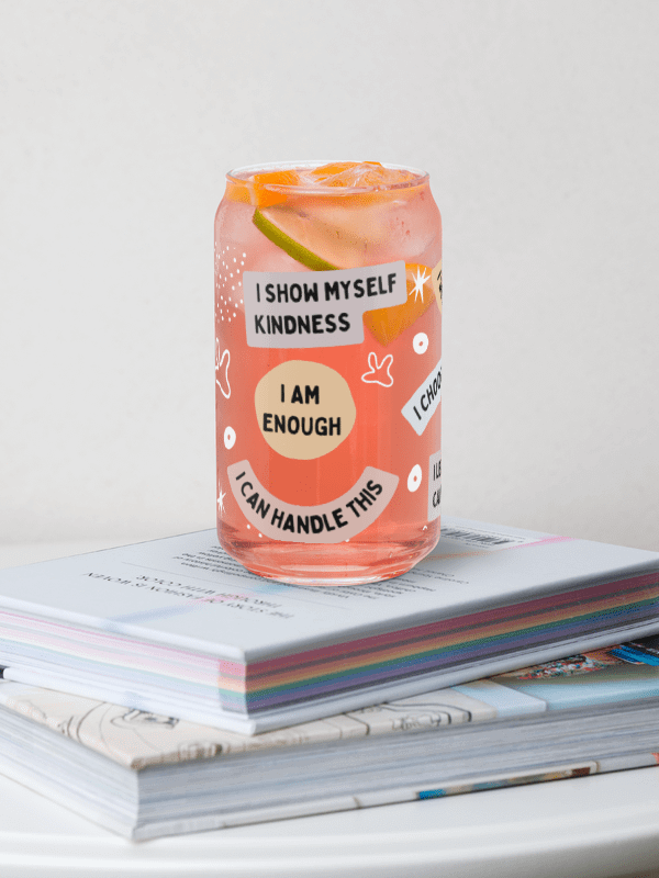 Mindful Affirmations Can-Shaped Glass – 16oz product image (2)