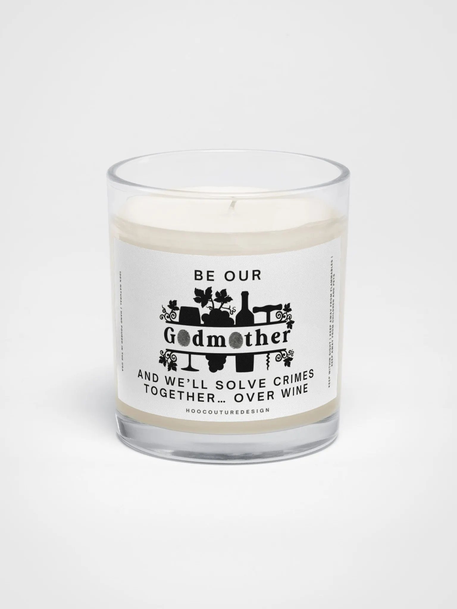 Funny gift for a wine lover godmother - True-crime - Soy wax vegan candle product image (2)