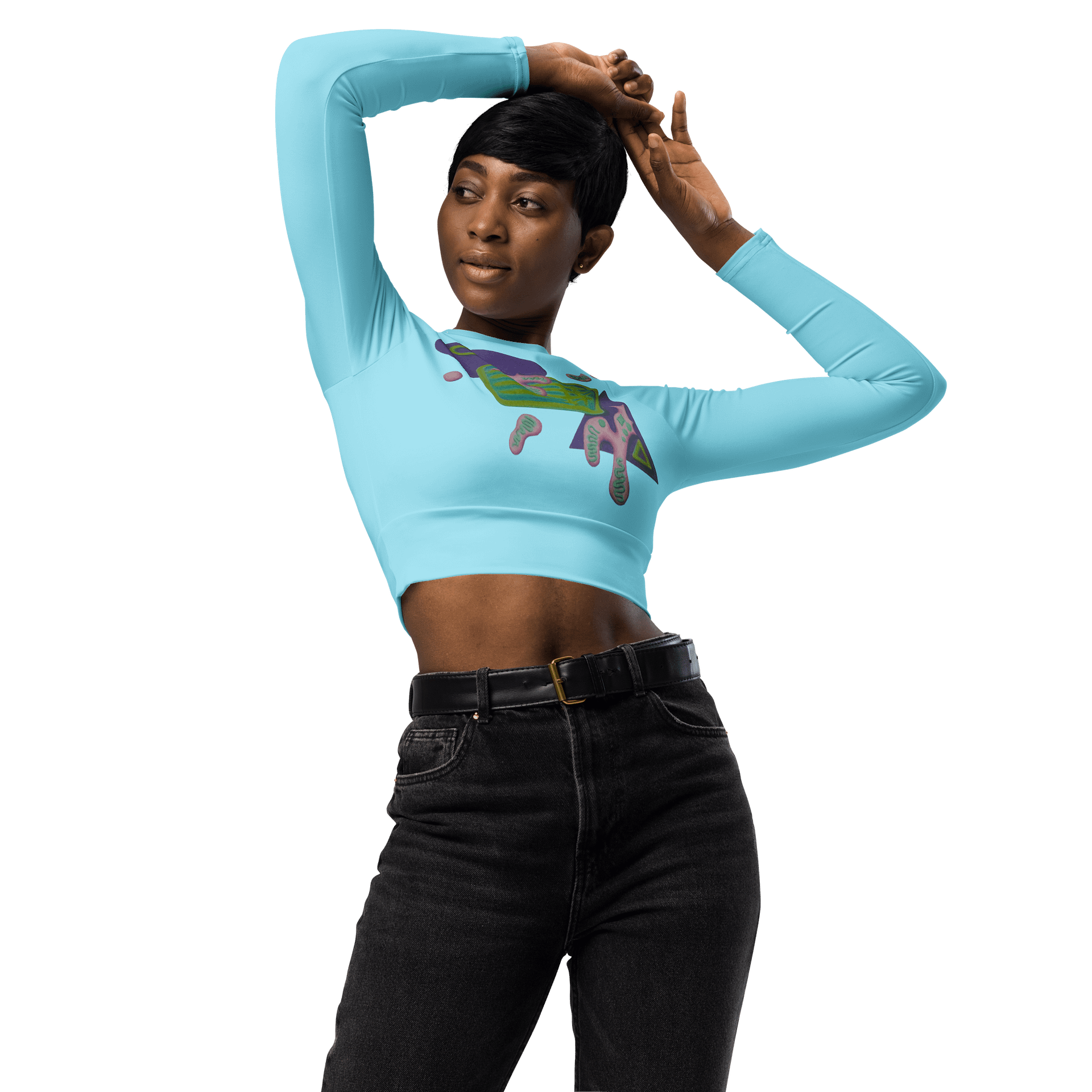 Shape Shenanigans Blue Long Sleeve Crop Top product image (4)
