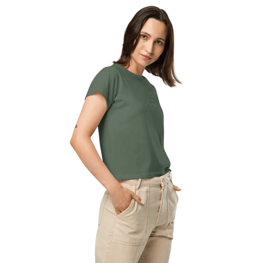 *not* mentally linear (monochrome green) embroidered waist length t-shirt product image (9)
