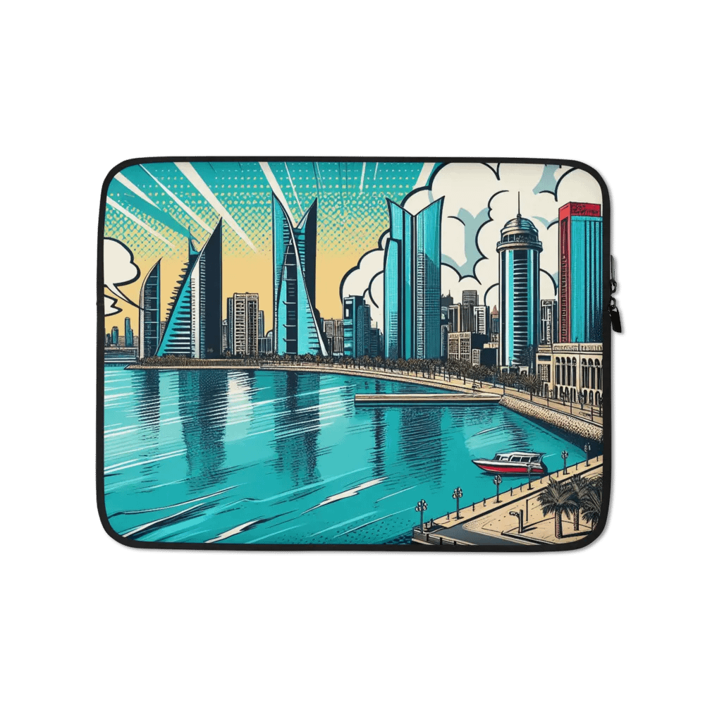 Cityscape Commute Laptop Sleeve | AI Design Bahrain city product image (1)