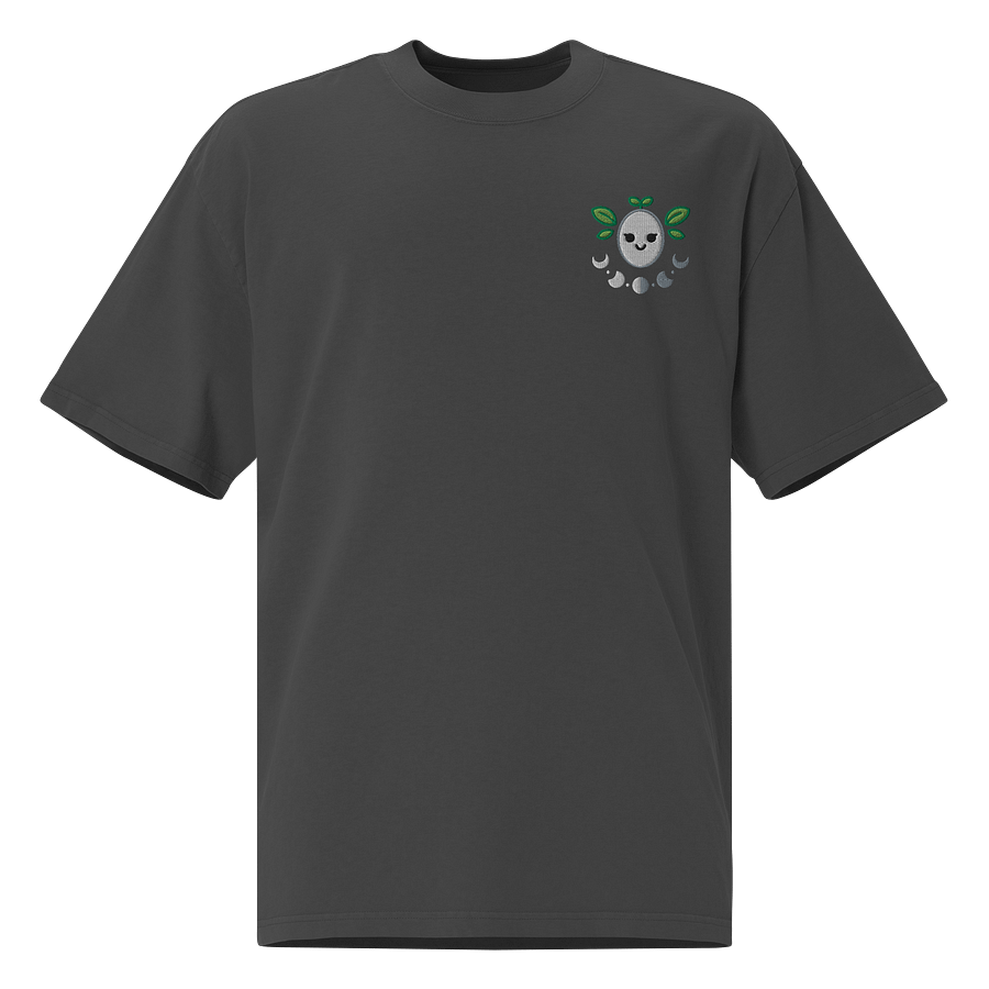 T-shirt Oversized Premium Rethaly lune masque joyeux plantes brodé product image (1)