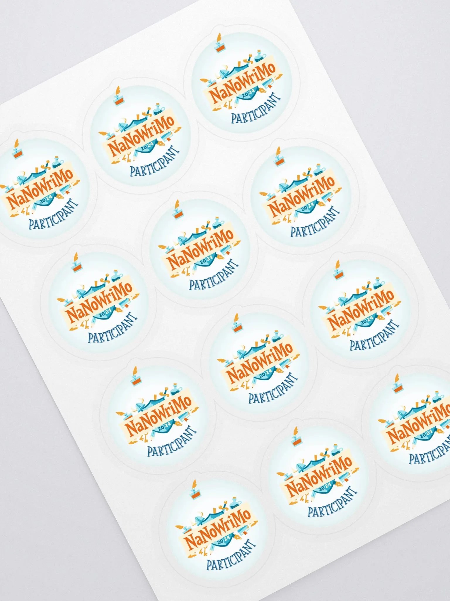 NaNoWriMo Participant Sticker Sheet (12 Stickers Per Sheet) product image (1)