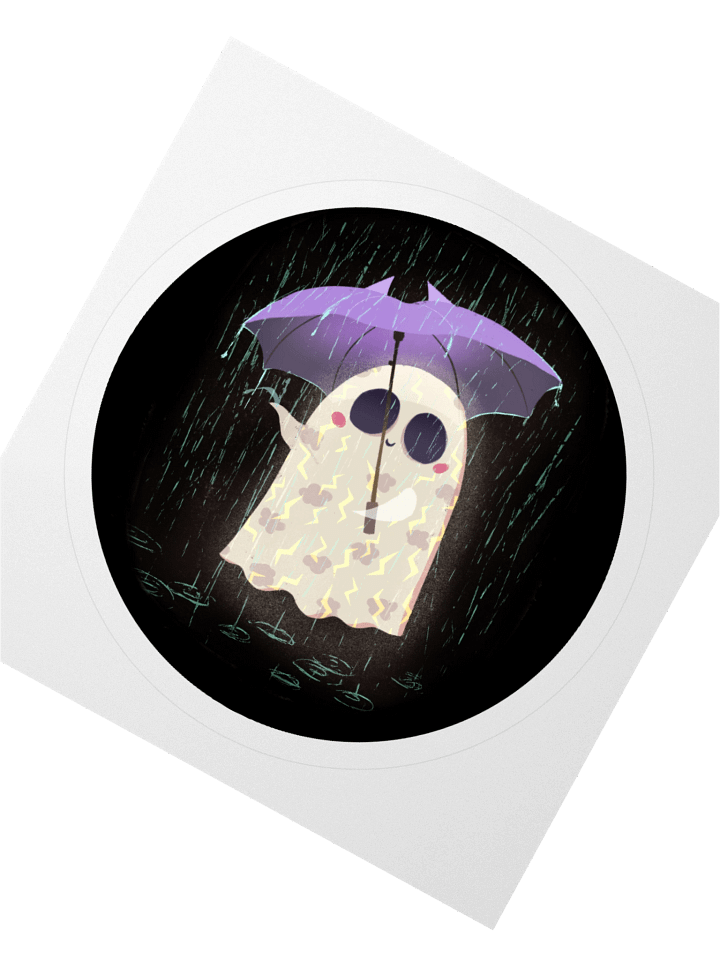 Little Ghost in the Rain - Vinyl Sticker product image (1)