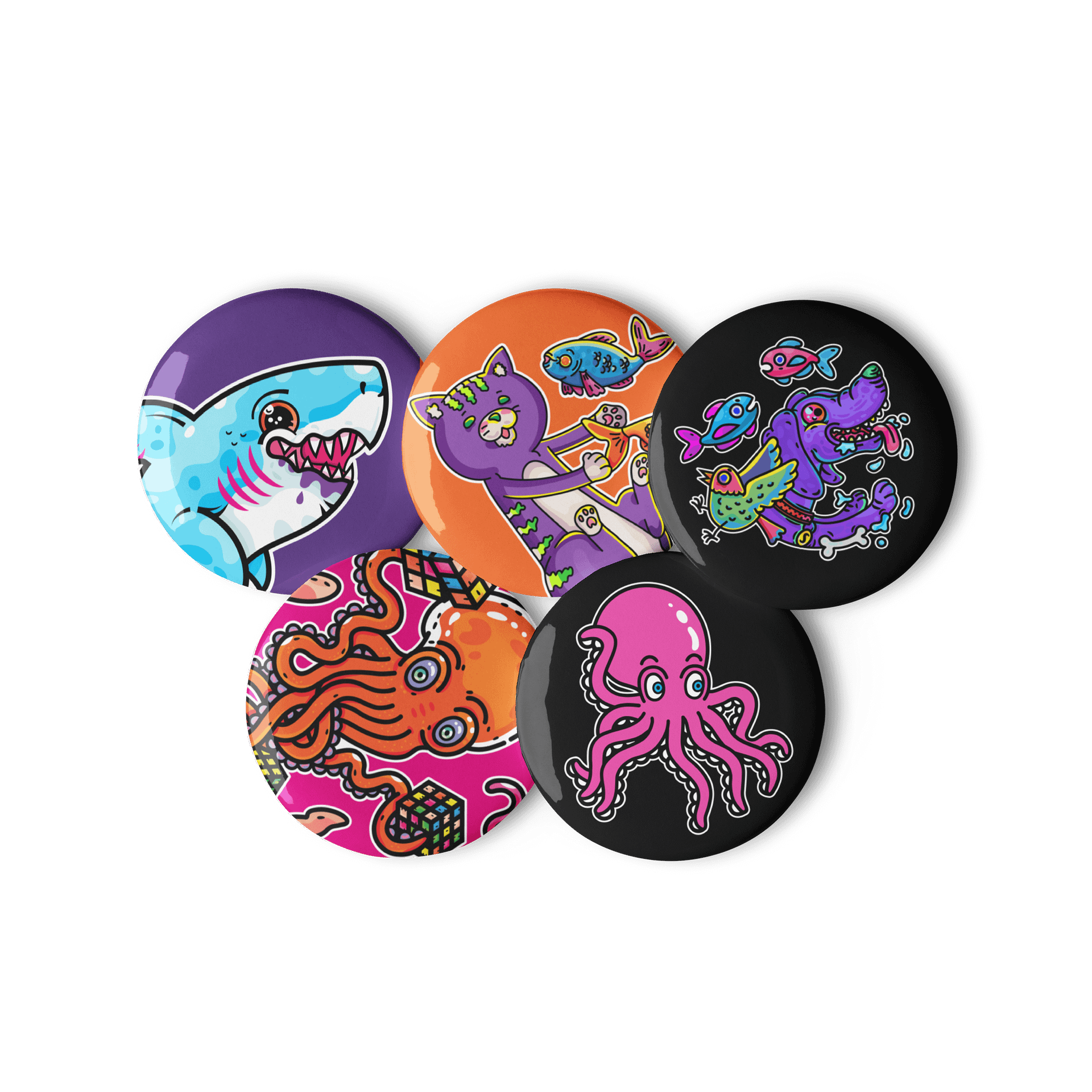 Embrace the Feathers, Fins & Fuzz - Set of 5 Pin Buttons product image (1)
