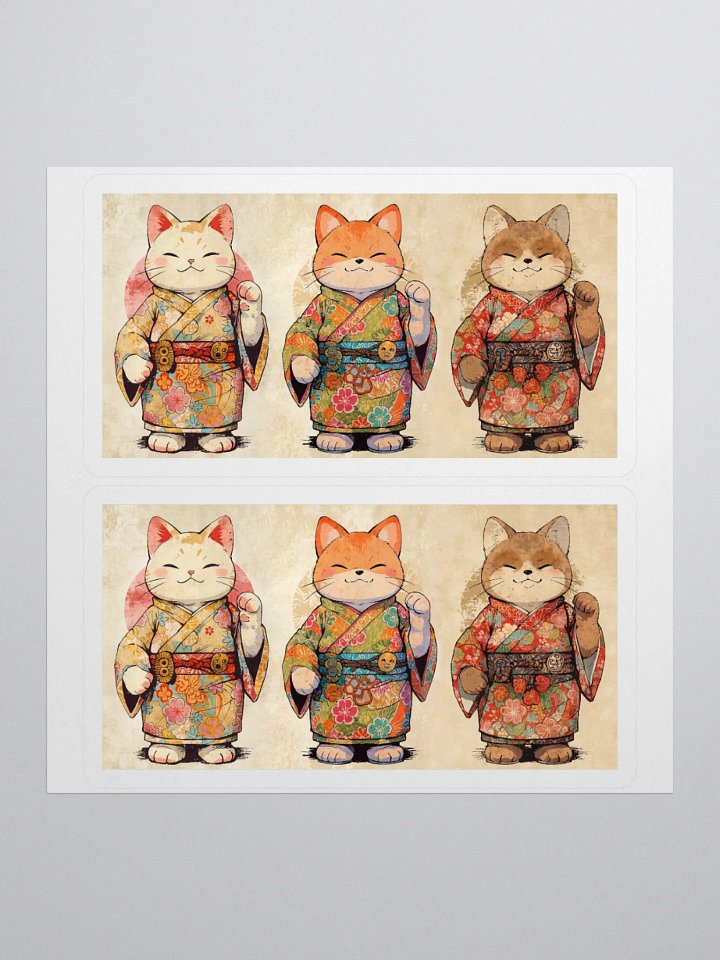 Sticker Set - Kimono Cat Fox Tanuki product image (2)