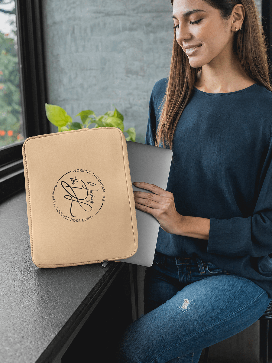 Premium Cream Laptop Sleeve – Working The Dream Life | Sleek, Protective & Leadership-Ready (13” & 15”) product image (4)