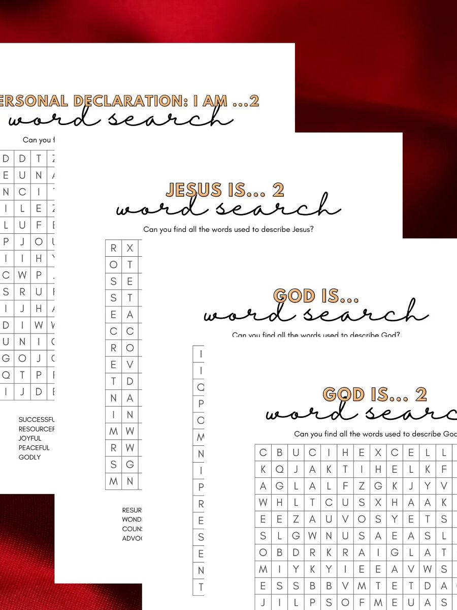 Christian games wordsearch printable, childrens ministry word search printable, Attributes of God, Jesus and you, Bible word puzzle Game. product image (2)