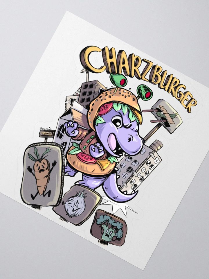 Dinosaur Hamburger Rampage Sticker - Whimsical Decal product image (2)
