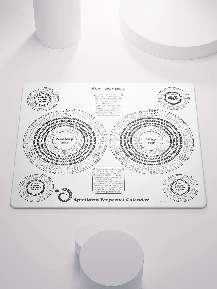 Spiriform Perpetual Calendar Gaming Mousepad 18